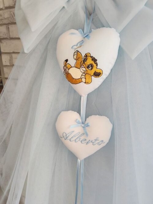Fiocco nascita di tulle celeste